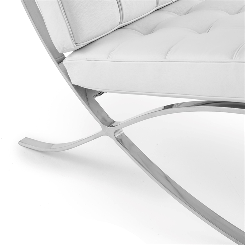 Afuera Living White Foldable Leather Recliner Chair with Stainless Steel Frame