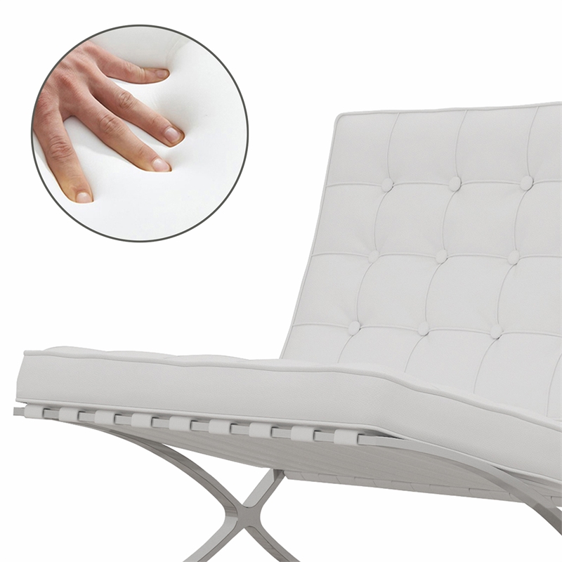 Afuera Living White Foldable Leather Recliner Chair with Stainless Steel Frame