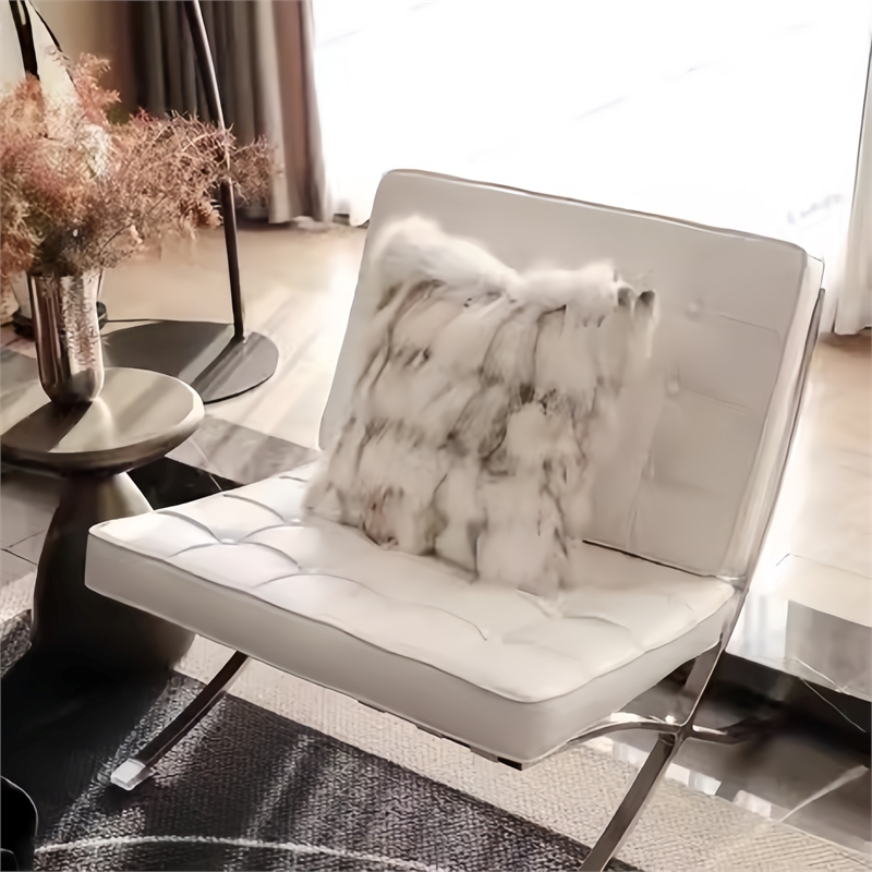 Afuera Living White Foldable Leather Recliner Chair with Stainless Steel Frame