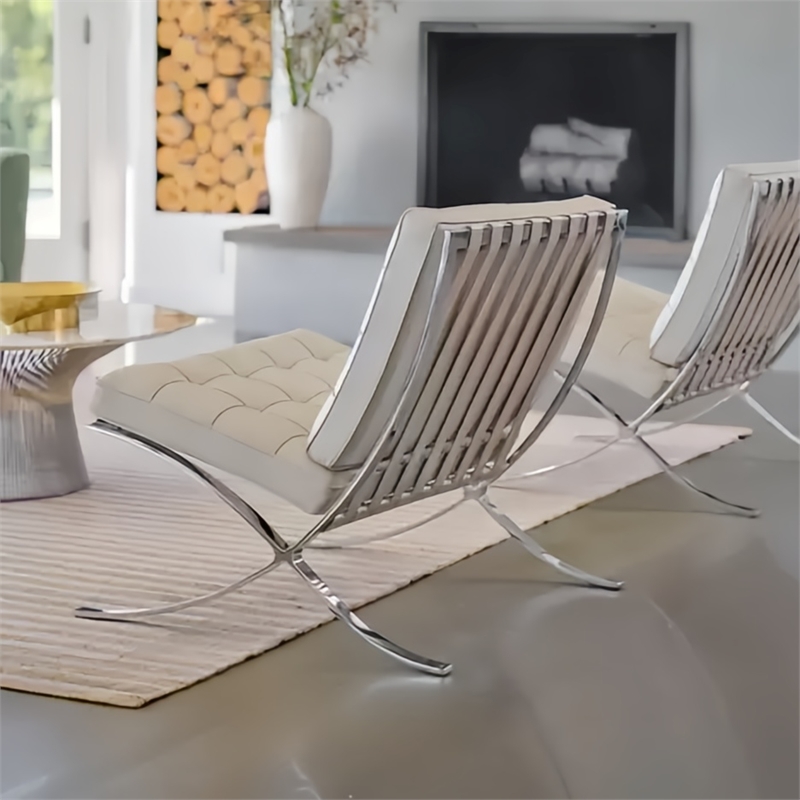 Afuera Living White Foldable Leather Recliner Chair with Stainless Steel Frame
