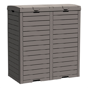 Afuera Living Grey/Black Resin Double-Compartment Trash Cans with Weighted Base