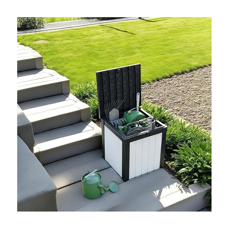 Afuera Living 50-Gallon Black and White Weatherproof Outdoor Storage Box