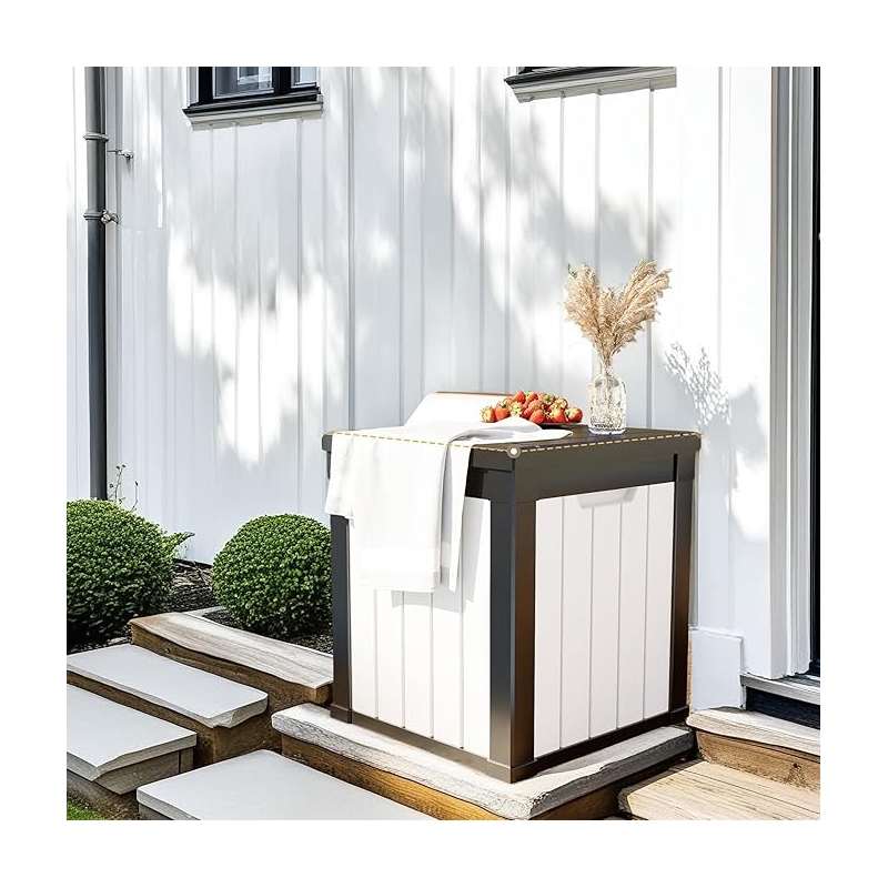 Afuera Living 50-Gallon Black and White Weatherproof Outdoor Storage Box