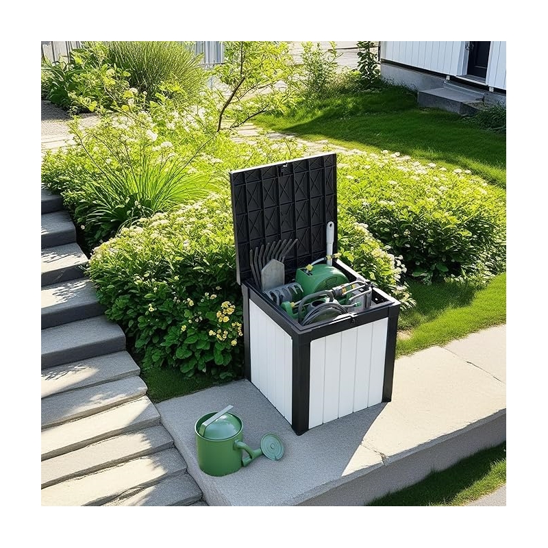Afuera Living 50-Gallon Black and White Weatherproof Outdoor Storage Box