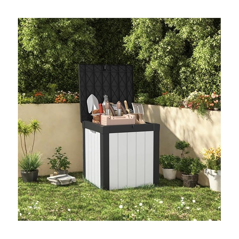 Afuera Living 50-Gallon Black and White Weatherproof Outdoor Storage Box