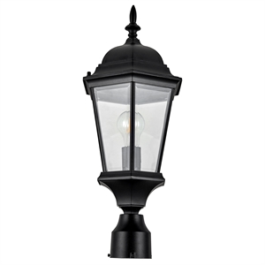 Afuera Living Aluminum Outdoor Lamp Post with LED Light and Outlet Black Finish