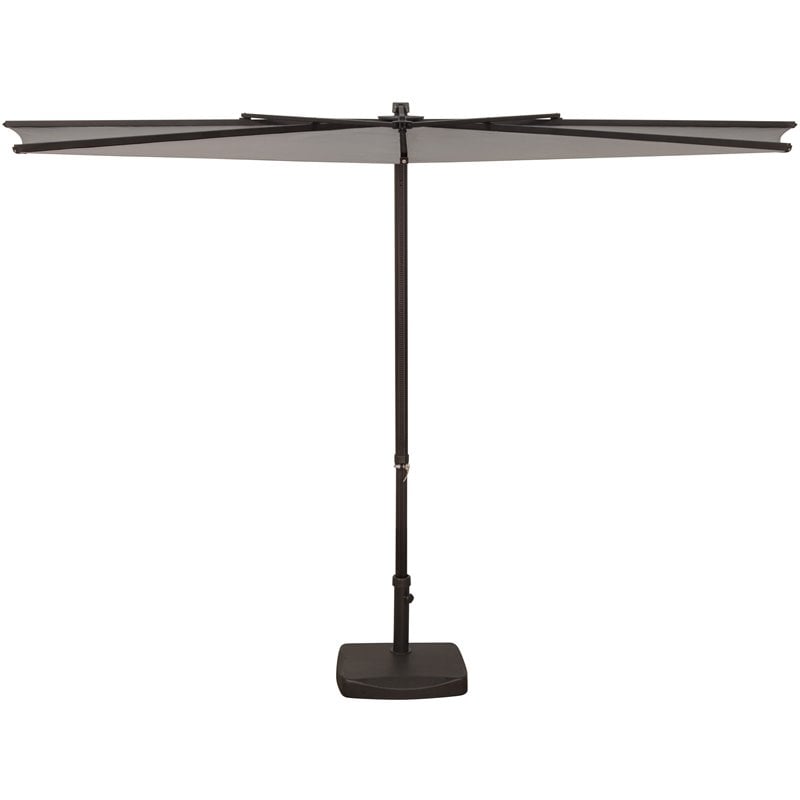Afuera Living Modern Push Button Polyester Half Umbrella in Bronze/Stone