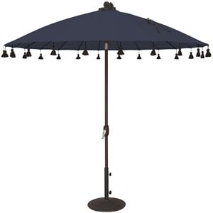 Afuera Living Round Fabric Auto Tilt Market Umbrella in Black/Navy