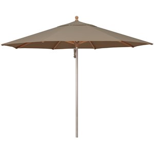 Afuera Living Solefin Aluminum Wood Market Umbrella in Silver/Taupe