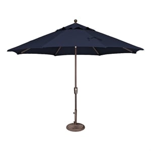 Afuera Living 11' Octagon Push Button Tilt Umbrella in Bronze/Navy
