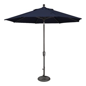 Afuera Living 9' Octagon Push Button Tilt Umbrella in Black/Navy