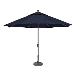 Afuera Living 11' Push Button Tilt Umbrella in Anthracite/Navy