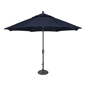 Afuera Living 11' Octagon Push Button Tilt Umbrella in Black/Navy