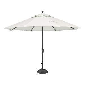 Afuera Living 11' Octagon Push Button Tilt Umbrella in Black/Natural