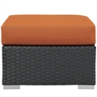 Afuera Living Patio Ottoman with Rattan Weave in Canvas Tuscan