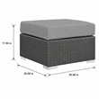 Afuera Living Patio Ottoman with Rattan Weave in Canvas Gray