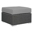Afuera Living Patio Ottoman with Rattan Weave in Canvas Gray
