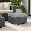 Afuera Living Patio Ottoman with Rattan Weave in Canvas Gray