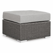 Afuera Living Patio Ottoman with Rattan Weave in Canvas Gray