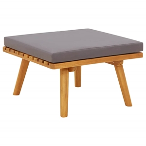 Afuera Living Acacia Wood Garden Footstool with Cushion Dark Grey