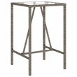 Afuera Living Outdoor Bar Table with Tempered Glass Top in Black/Gray