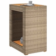 Afuera Living PE Rattan Garden Side Table with Acacia Wood Top in Gray/Brown