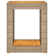Afuera Living PE Rattan Garden Side Table with Acacia Wood Top in Gray/Brown