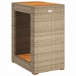 Afuera Living PE Rattan Garden Side Table with Acacia Wood Top in Gray/Brown