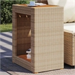Afuera Living PE Rattan Garden Side Table with Acacia Wood Top in Gray/Brown