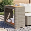 Afuera Living PE Rattan Side Table with Acacia Wood Top in Beige/Brown