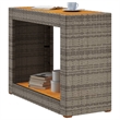 Afuera Living PE Rattan Side Table with Acacia Wood Top in Beige/Brown
