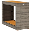 Afuera Living PE Rattan Side Table with Acacia Wood Top in Beige/Brown