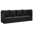 Afuera Living PE Rattan Outdoor Lounge Bed with Cushions in Black