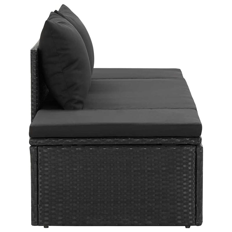 Afuera Living Adjustable Poly Rattan Sun Lounger in Black with Cushions