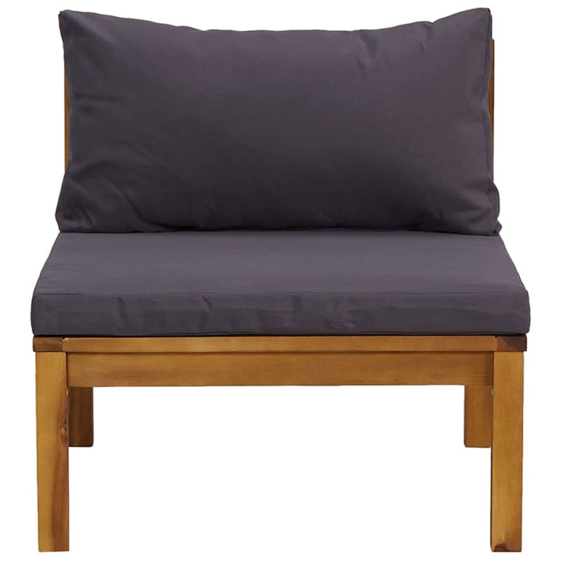 Afuera Living Solid Acacia Wood Modular Sofa Set in Dark Gray