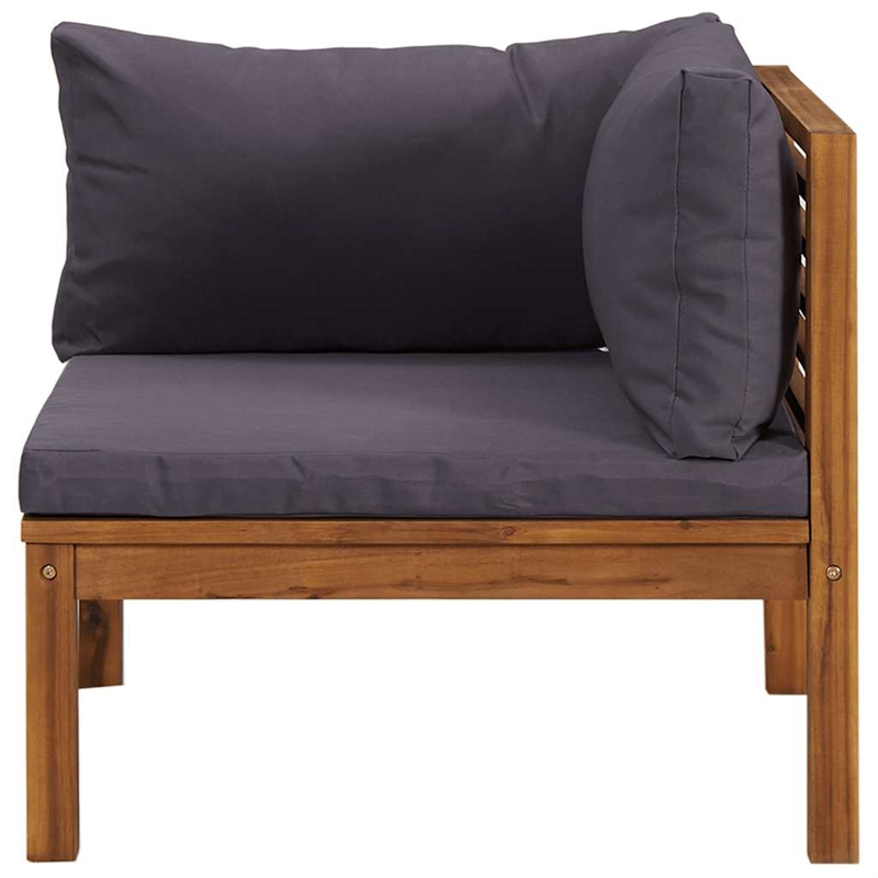 Afuera Living Solid Acacia Wood Modular Sofa Set in Dark Gray