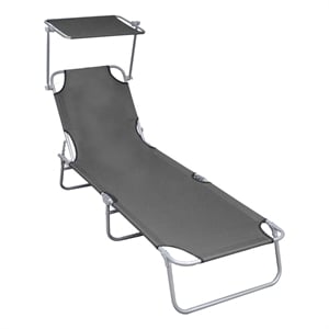 Afuera Living Folding Metal Sun Lounger in Gray with Adjustable Backrest