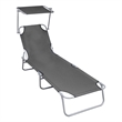 Afuera Living Folding Metal Sun Lounger in Gray with Adjustable Backrest