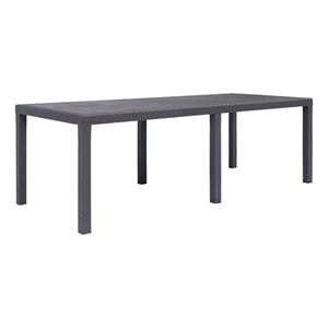 Afuera Living Plastic Outdoor Garden Dining Table in Brown Rattan Look