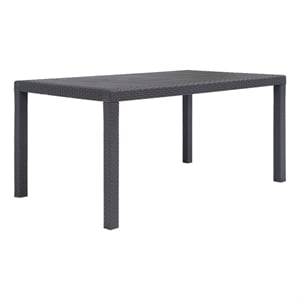 Afuera Living Plastic Garden Dining Table with Rattan Finish in Brown