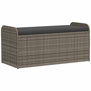 Afuera Living PE Rattan Storage Bench in Gray with Hidden Storage