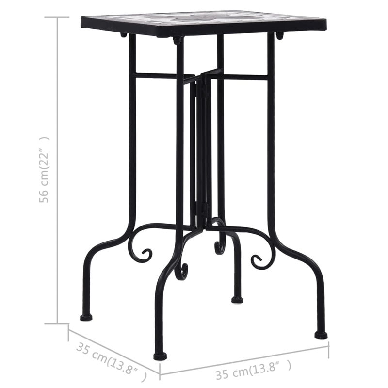 Afuera Living Small Mosaic Side Table with Ceramic Top in Black White