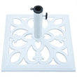 Afuera Living Cast Iron Umbrella Base with Floral Inlays in White