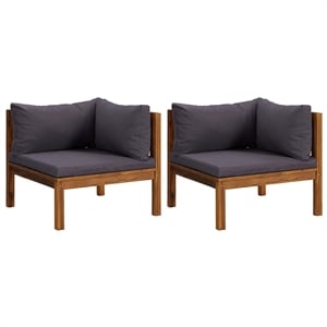 Afuera Living Solid Acacia Wood Corner Sofa with Dark Grey Cushions