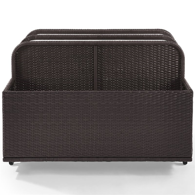Afuera Living Coastal Outdoor Float Caddy in Brown with Wicker Design