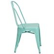 Afuera Living Metal Slat Back Dining Chair in Mint Green