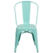 Afuera Living Metal Slat Back Dining Chair in Mint Green