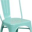 Afuera Living Metal Slat Back Dining Chair in Mint Green