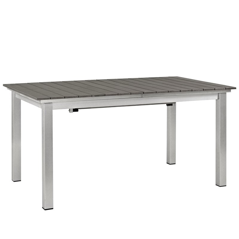 Afuera Living Aluminum Outdoor Patio Dining Table in Silver/Gray
