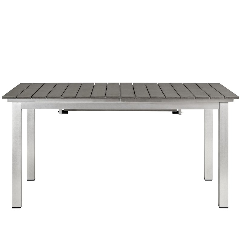 Afuera Living Aluminum Outdoor Patio Dining Table in Silver/Gray